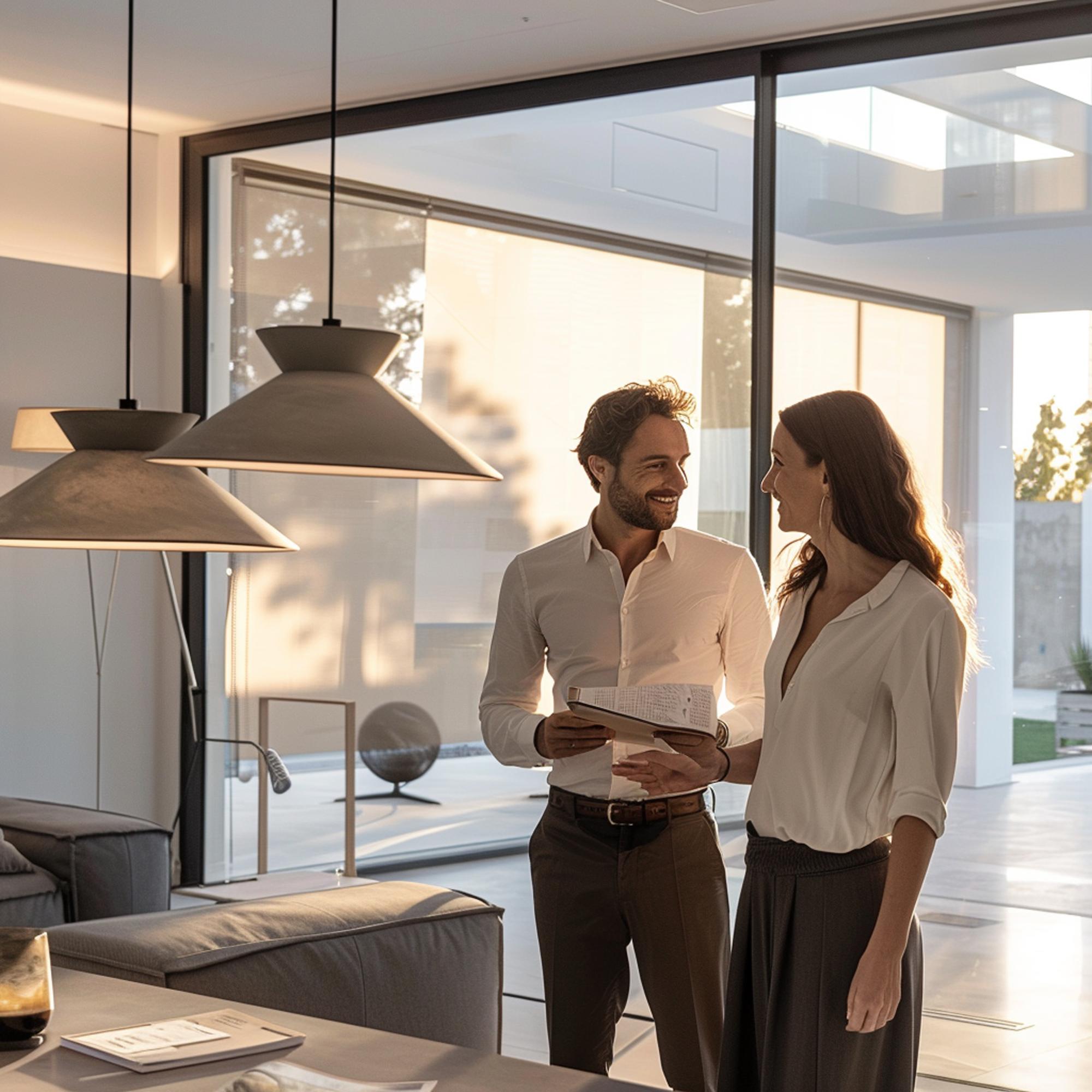 agent imobiliar prezentând plan